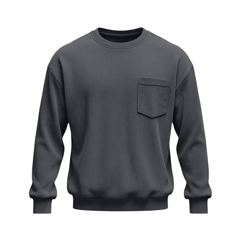 Men's Corduroy Crewneck Sweatshirt With Chest Pocket