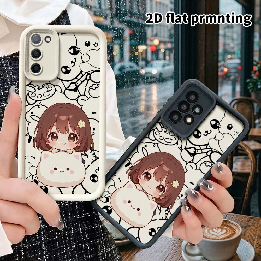 Phone case: 2D flat, suitable for Samsung Galaxy A34 A35 M05 M06 S20 S22 S21 FE Plus 5G protective case, brown short hair, perfect Christmas and Hallo