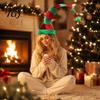 Festive Atmosphere Decoration Christmas Elf Pointed Hat, Striped Hat with Pompom or Holiday Party Costume Accessories Bells, Cosplay for Adults,