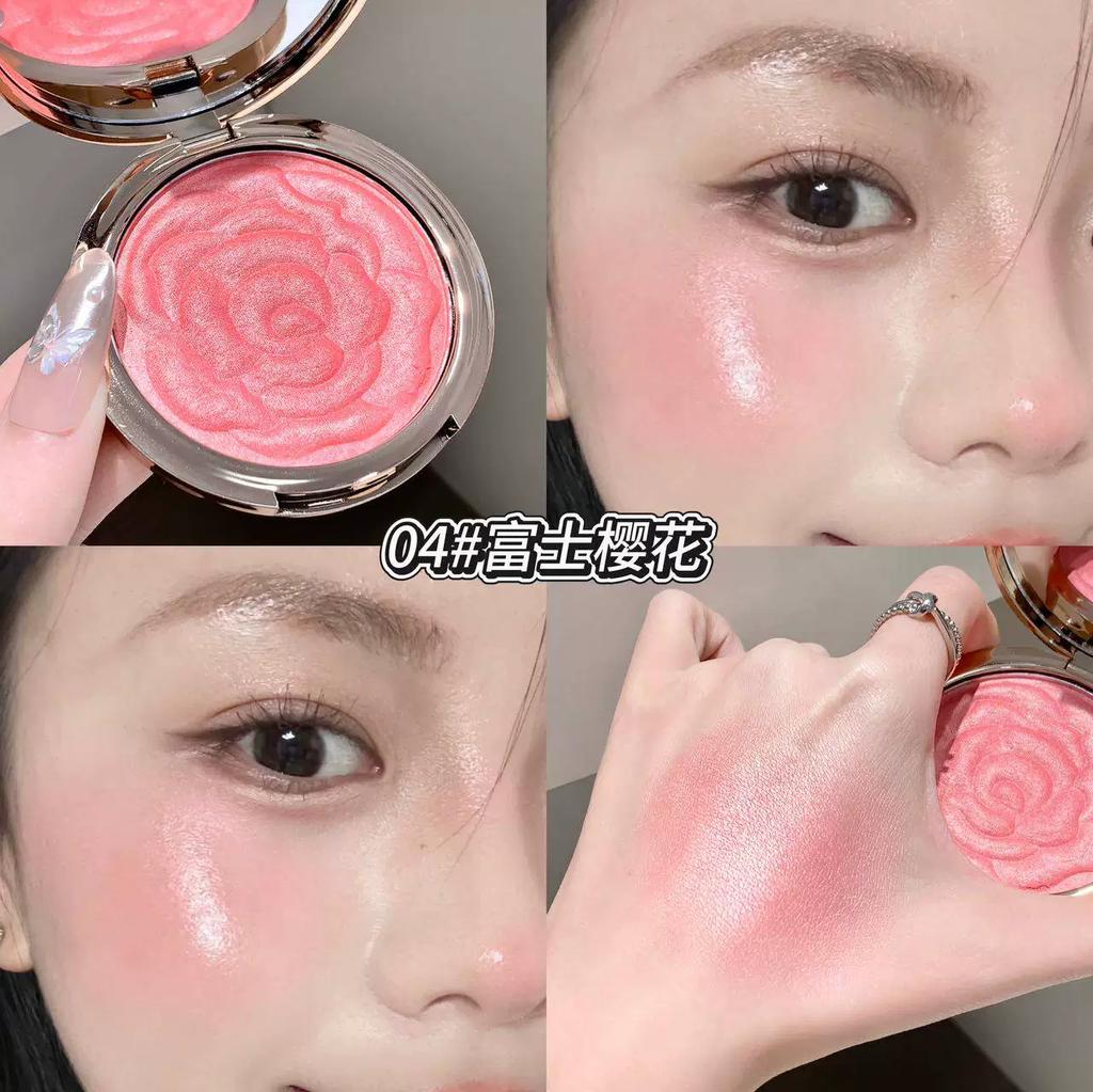 2026 New Model Rose Petal Blush Highlighter Contouring All-In-One Palette Pearlescent Rouge Natural Makeup Hot-Selling Women's Makeup Genuine Product
