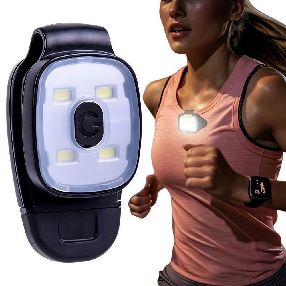 Rechargeable LED Running Lights Super Bright Clip-on Flashlight  Outdoor Hiking