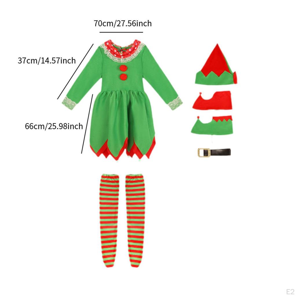 Christmas Elf Costume Set Kids Soft Dress Up for Stage Performance Xmas Year