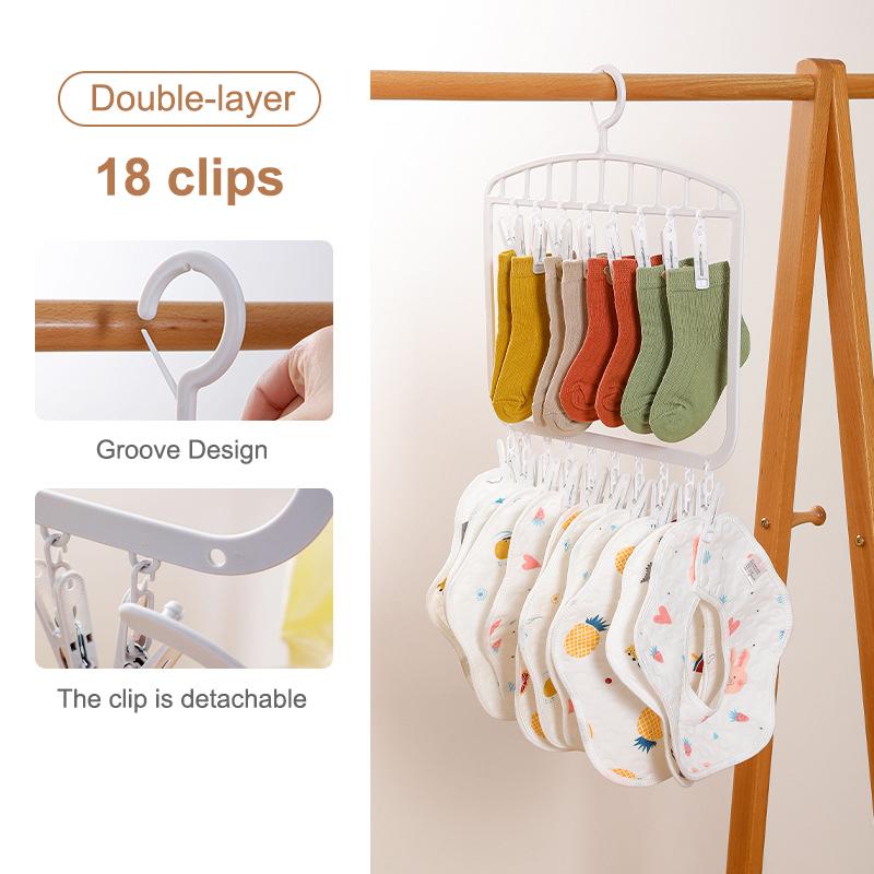 Clothes Hanger Socks Drying Rack With 18/26 Clip Underwear Baby Saliva Towel Multifunctional Household Dormitory Student Laundry