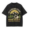 Sloth Hiking Team T Shirts Hip Hop Washed Short Sleeve Oversize Tshirts Vintage For Men Women Tops Streetwear Printed Tees