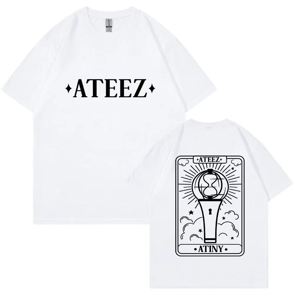 Korean ATEEZ The World Ep Fin Will Tour T Shirts Fashion Harajuku T Shirt Men Women Hip Hop Loose Cotton T-shirt Kpop Streetwear