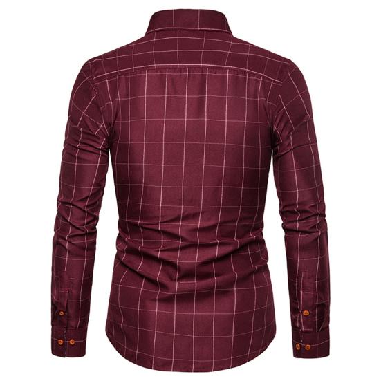 Men Shirt Plaid Print Long Sleeve Button Formal Single-breasted Warm Business Plus Size Autumn Top Male Clothes