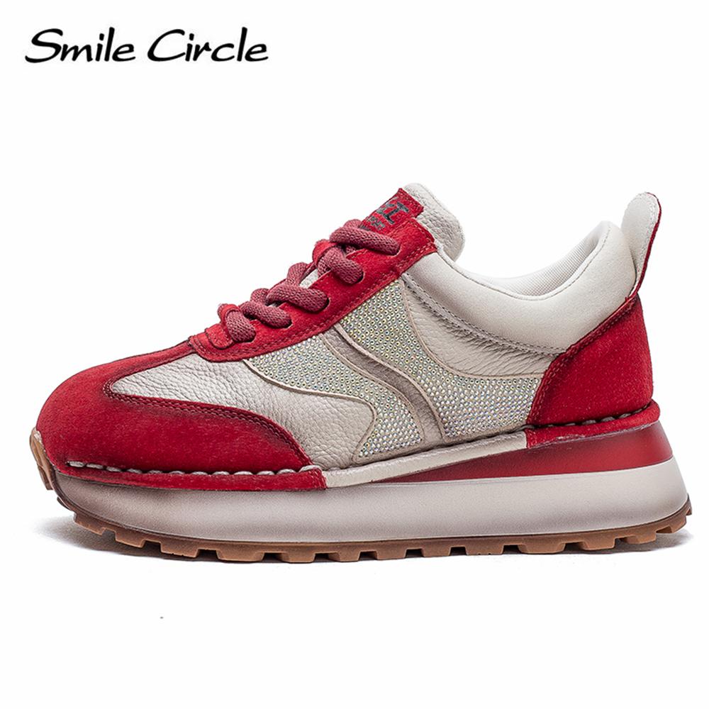 Dámské tenisky z pravé kůže Diamanty Šněrovací ploché boty Nízká módní obuv pro volný čas