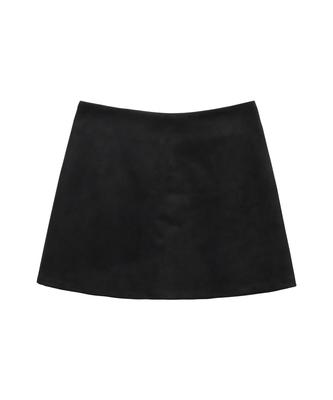 Pink Pineapple Chill Synthetic Suede Skirt_Black