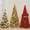PPRabbit 1.65m Red Flocked Folding Christmas Tree with Remote Control Lights