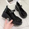 Fashion Comemore Black Ankle Buckle Platform Pumps Japanese Style Patent Leather Mary Jane Shoes Woman Punk Thick Heels Lolita Shoes