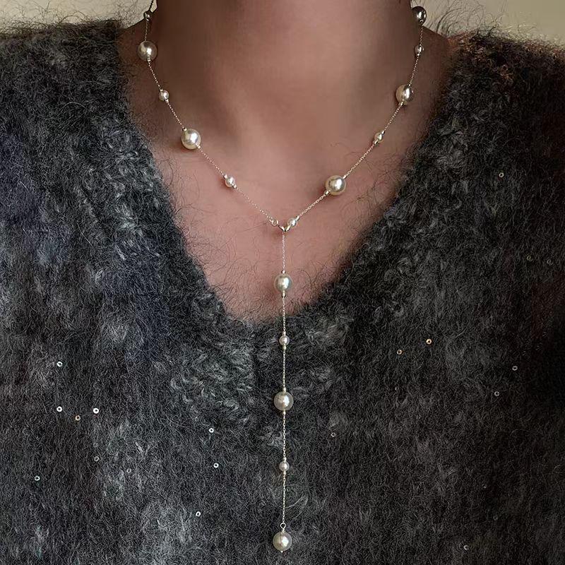 

Elegant Multi-Way Imitation Pearl Necklace with Star Beads - Light Luxury & Versatile Women s Accessory