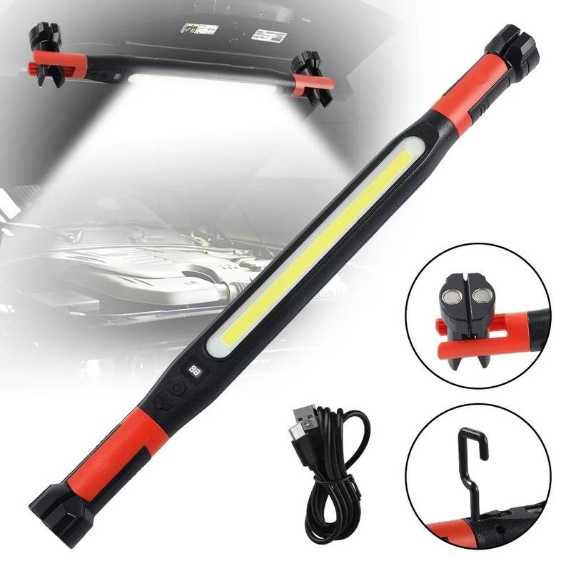 High Lumen Rechargeable LED Work Light Magnetic Flashlight with Swivel Base 360°Hook Waterproof for Car Repair Camping Emergency