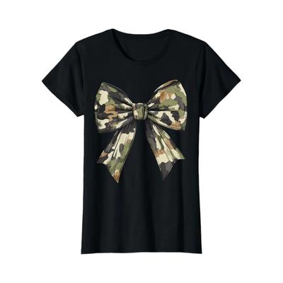 Camo Old Camouflage Bow Camouflage Elegant Bow Hunting Womens Tshirt New Tshirt Short Sleeved Autumn T-shirt 01232