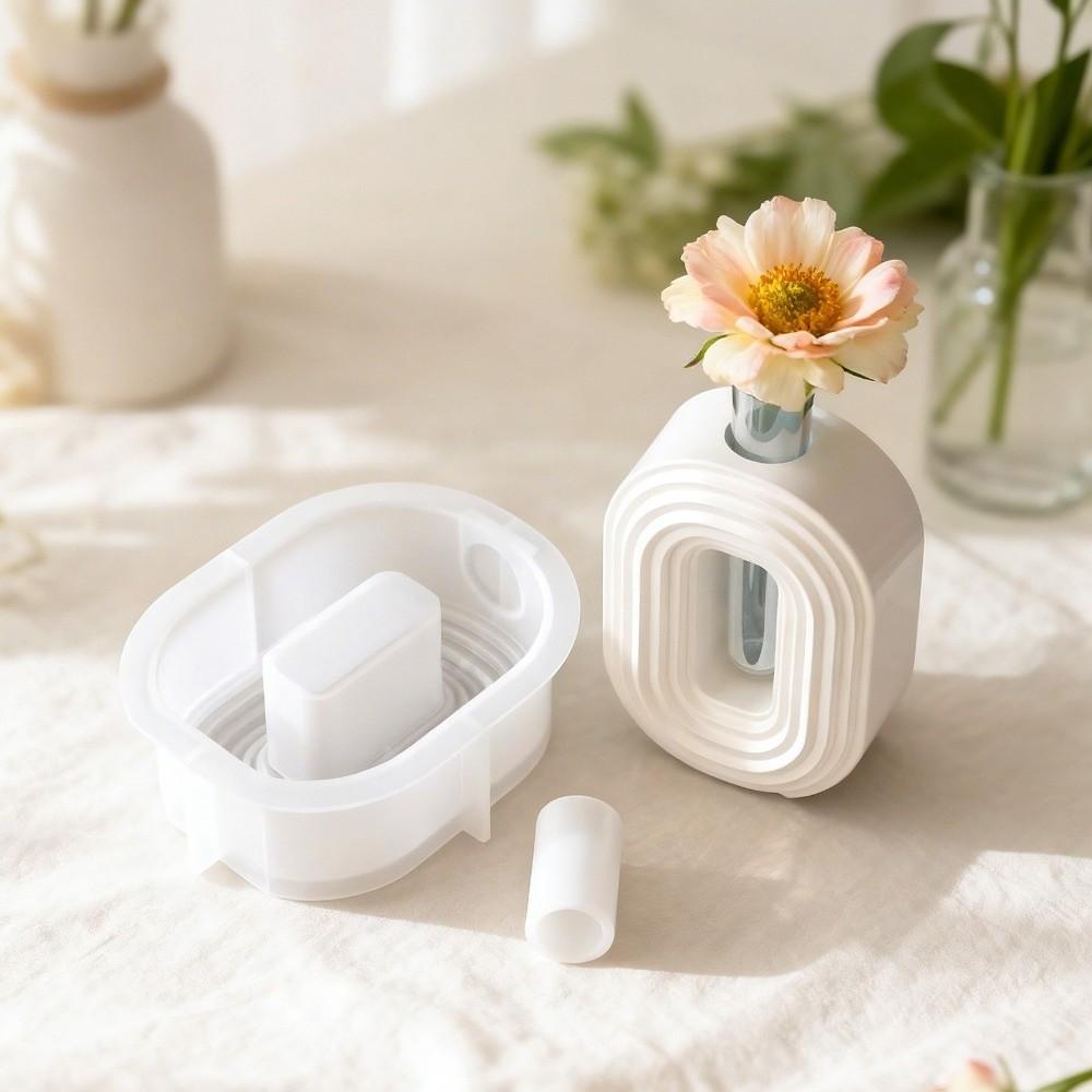 Oval Round Vase Container Mold DIY Resin Clay Molds Striped Vase Mold  Hydroponic Planter Crafts