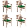 Day and Night - Day and Night Stackable Garden Chairs 4 Units Solid Teak Wood with Cushions