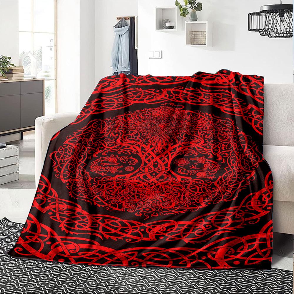 1pc Celtic knotwork Throw Blanket Soft Flannel, Cozy All Season Polyester Perfect for Home, Office