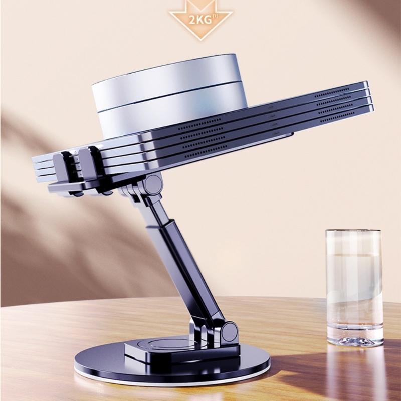 Tabletop Phone Stand Angle Height Adjustable Rotating Cellphone Cradle Desk Tablet Holder Mount Foldable for Video