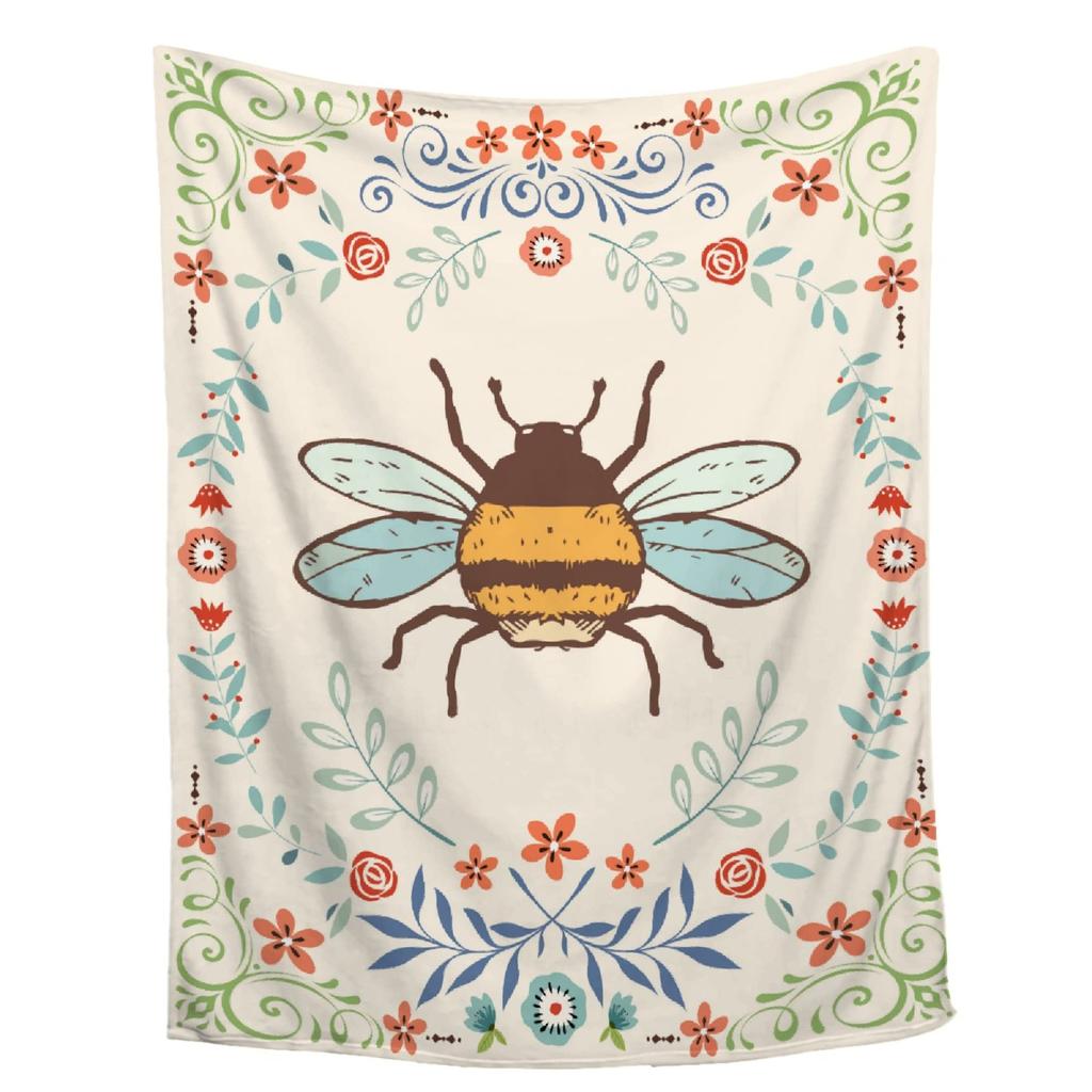 Flannel Blanket Nap Blanket Bee Printed Blanket Four Seasons Super Soft Office Blanket Sofa Blanket