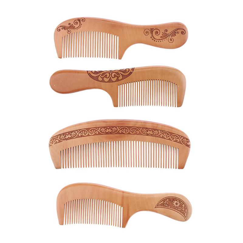Handmade Mahogany Comb Anti Static Wooden Hair Brush Fine Tooth for Family and Travel