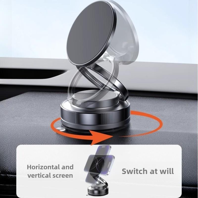 Car Holder Vacuum Magnetic Phone Bracket Strong Magnet Suction Design Multi-angles Adjustment Foldable Navigation Stand