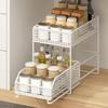 Iron Pull Out Storage Rack Stable Frame Sliding Cabinet Basket 2 Tier Storage Basket  Bathroom