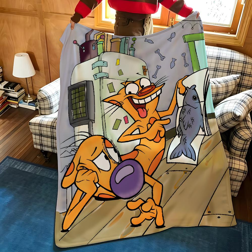 Cartoon C-CatD-Dog Throw Flannel Cozy Print Blanket, Portable, Durable Machine Washable Cute Cool