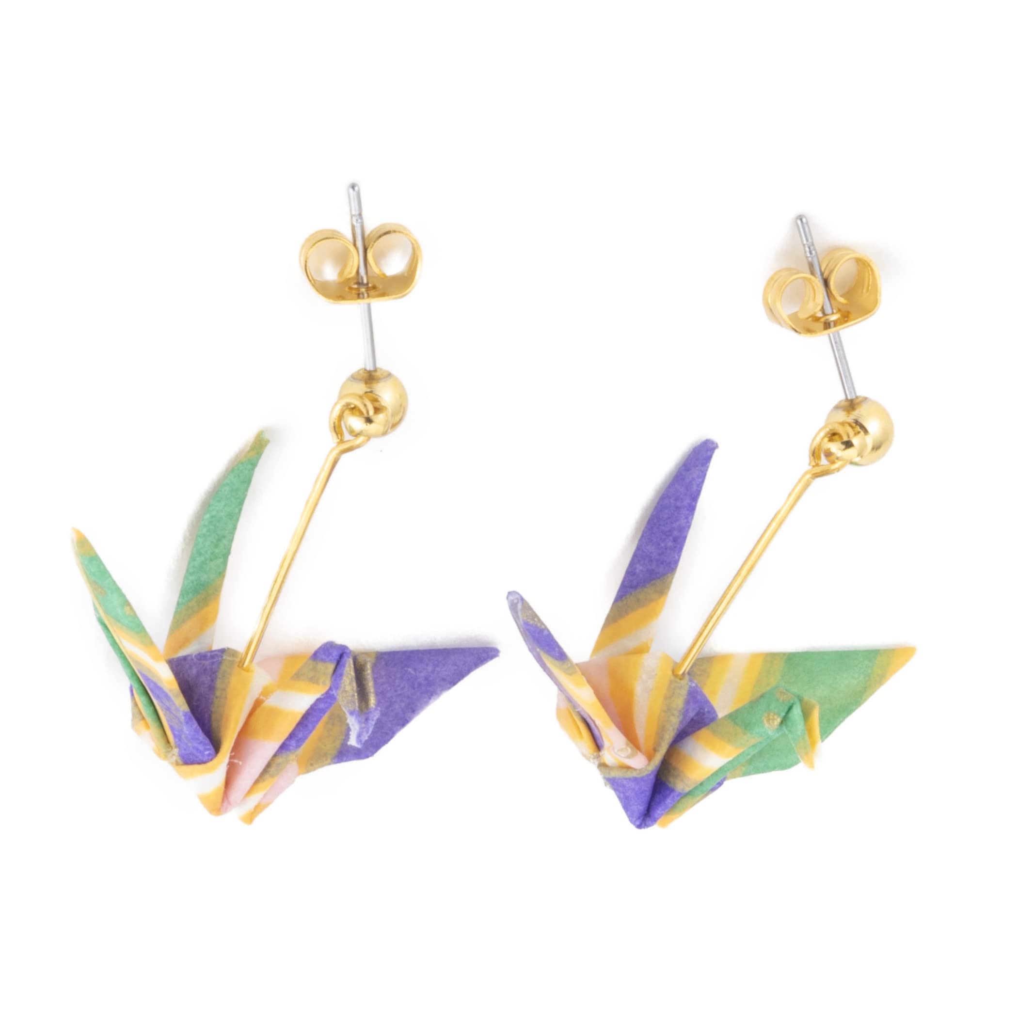 

Noren Origami Crane Earrings Japanese Washi in Surgical Stainless Medical Entrance Overseas Japanese Study Abroad Women s Earrings, (Boxed, Japan,
