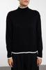 Women's Fashionable Stylish Sweater Black Wide Fit Basic Color Blocked Knitwear Sweater