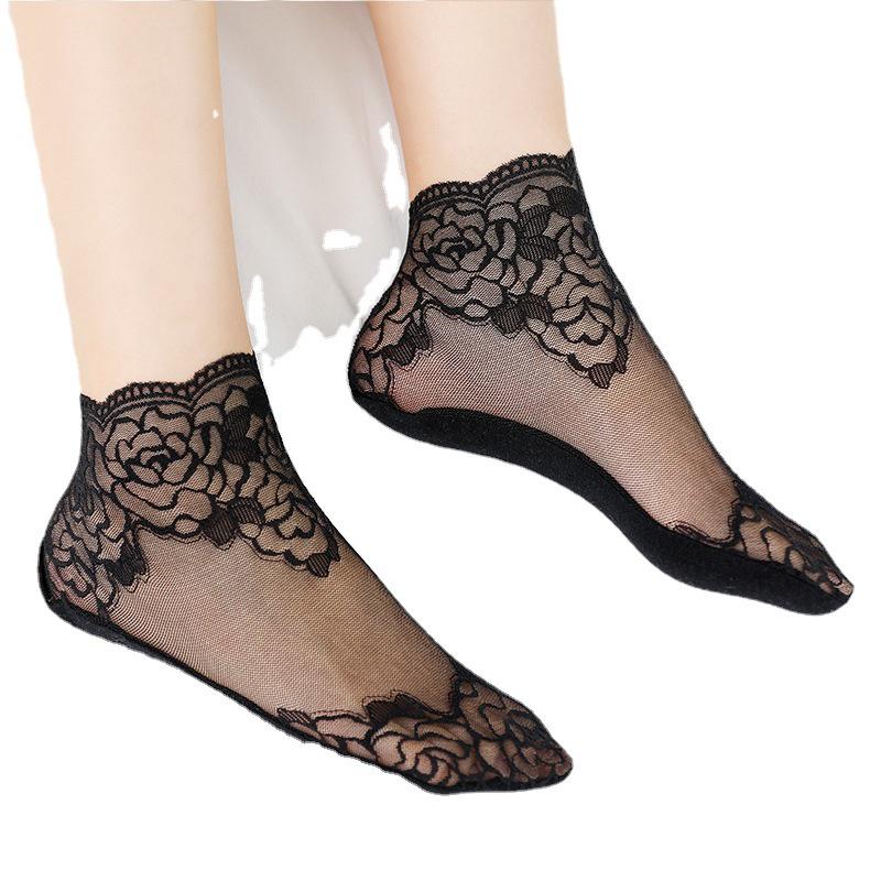 3-5 Pairs Women's Japanese & Korean Style Low-Cut Lace Socks - Breathable Thin Cotton Boat Socks