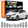 For Peugeot 3008 I MPV 14Pcs LED Interior Reading Light Trunk Plate Bulb Kit Hatchback Saloon Signal Lamp Car Lights
