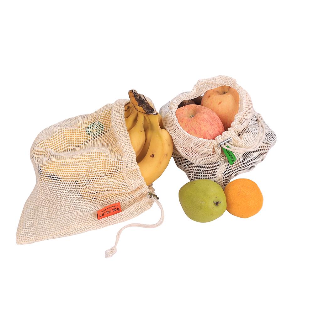 Mesh Pouch Bag Drawstring Bunch Pocket Grocery Organizer Fruit Shopping Storage