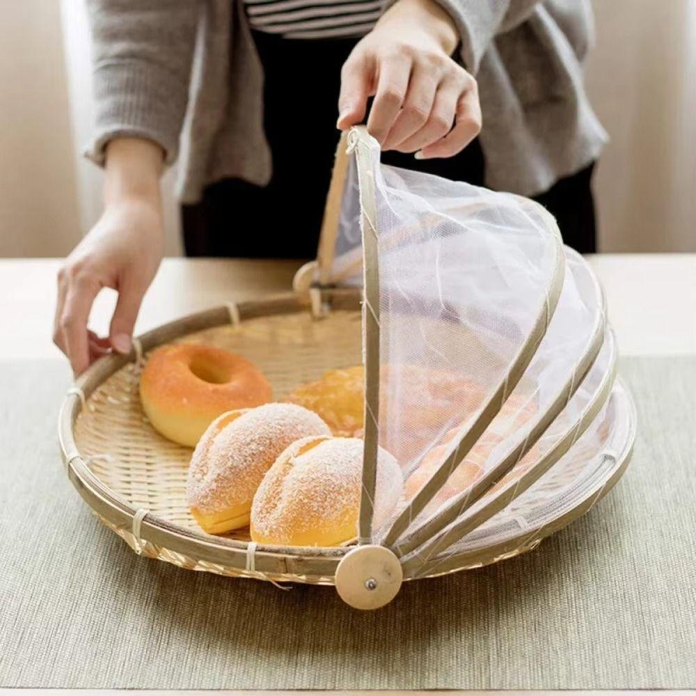 Bamboo Anti-insect Dustproof Basket Reusable Fruit Vegetable Tray Food Storage Basket  Kitchen Tool