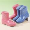 Rain shoes commuting fashion medium tube rain shoes women's rain boots waterproof, non-slip and wear-resistant car wash work thickness low