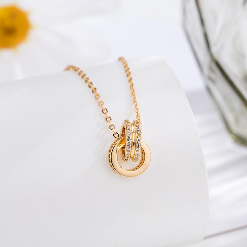 Seiko Micro-set Double Ring Necklace Niche Personality Creative Ring Collarbone Chain