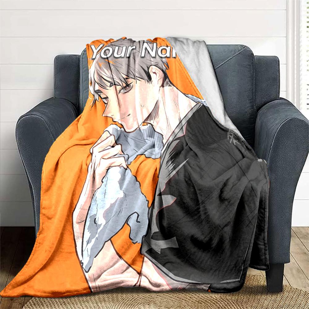 1pc Osamu Miya Blanket with Custom Name, Gift, for Men and Women, Soft Blanket, Good for Sofa Bed Couch Travel, Lightweight Flannel Blanket