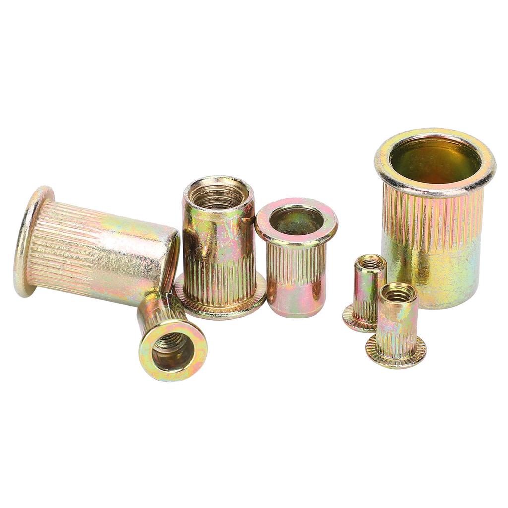 128Pcs Steel Rivet Nut ColorPlated Zinc Boxed M345681012 Combination Vertical Thread