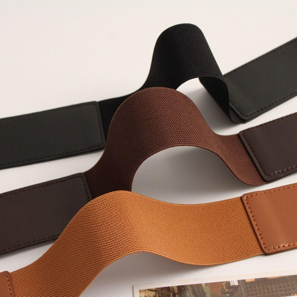 Alloy Buckle Waist Belt PU Leather Belts For Wome Fashion Elastic Waistband  Women