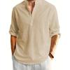Men's Linen Long Sleeve T-shirt Loose Undershirt Solid Color Long Sleeve Cotton Linen Shirt Men