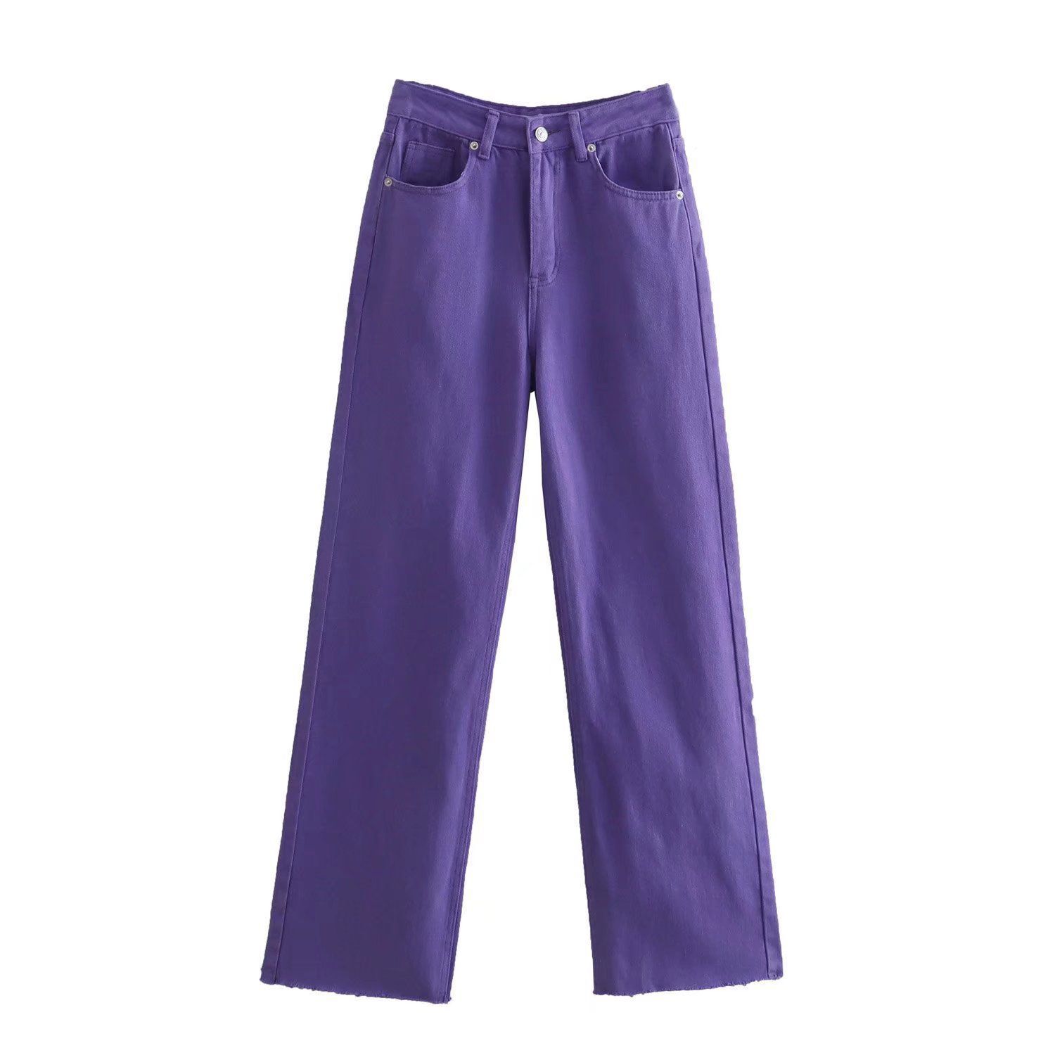 

Женские летние женские широкие брюки с высокой талией, розовые джинсовые брюки, брюки M темно-фиолетового