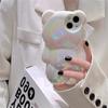 Korejský Roztomilý 3D Laserový Medvídek Průhledný Kryt na Telefon Pro Iphone 14 13 12 11 Pro Max Stylový Silikonový Nárazuvzdorný Měkký Kryt Funda