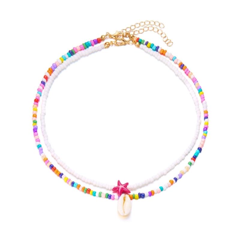 Elegant Layer Shell Necklace for Beach Outings and Everyday Fashion Statement Pieces With Adjustable Beaded Chain