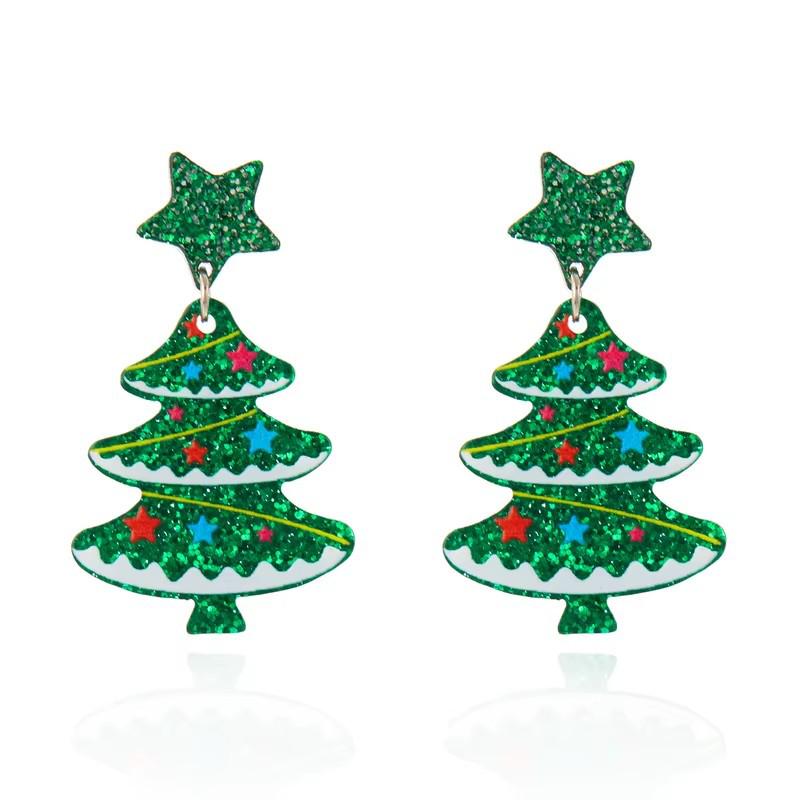 European & American Christmas Tree Acrylic Earrings - Cute, Versatile Holiday Party Accessories