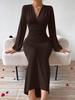 V-Neck High-Waist Slimming Long-Sleeve Evening Dress for Women