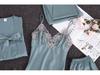 Yao Ting Satin Chiffon Five-Piece Pajama Set: Ice Silk, Casual, Sexy, with Chest Pads for Spring/Summer