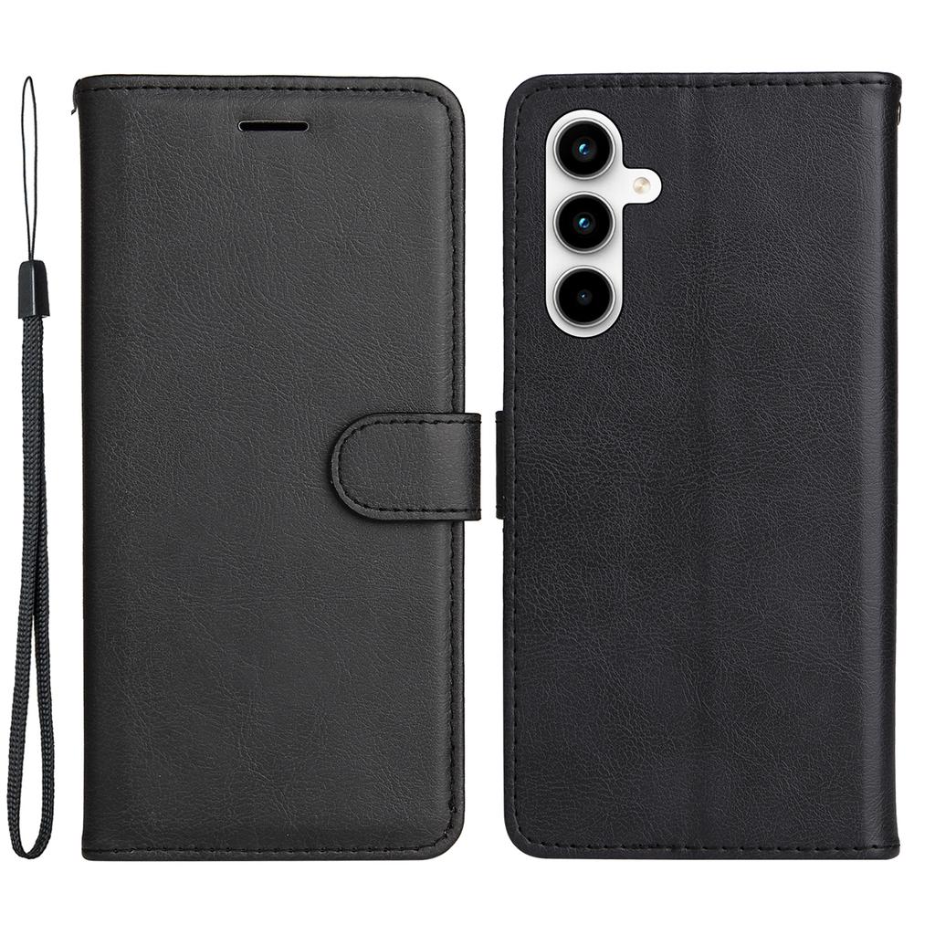 For Samsung Galaxy A35 5G Case Solid Color Leather Mobile Cover Wallet Stand with Strap