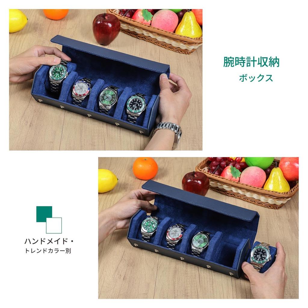 Family Watch Roll for 4 Hexagonal Retro Watch Case Genuine Leather Watch Case Watch Storage Box Luxury Velvet Interior Leather Metal Rubber Watch
