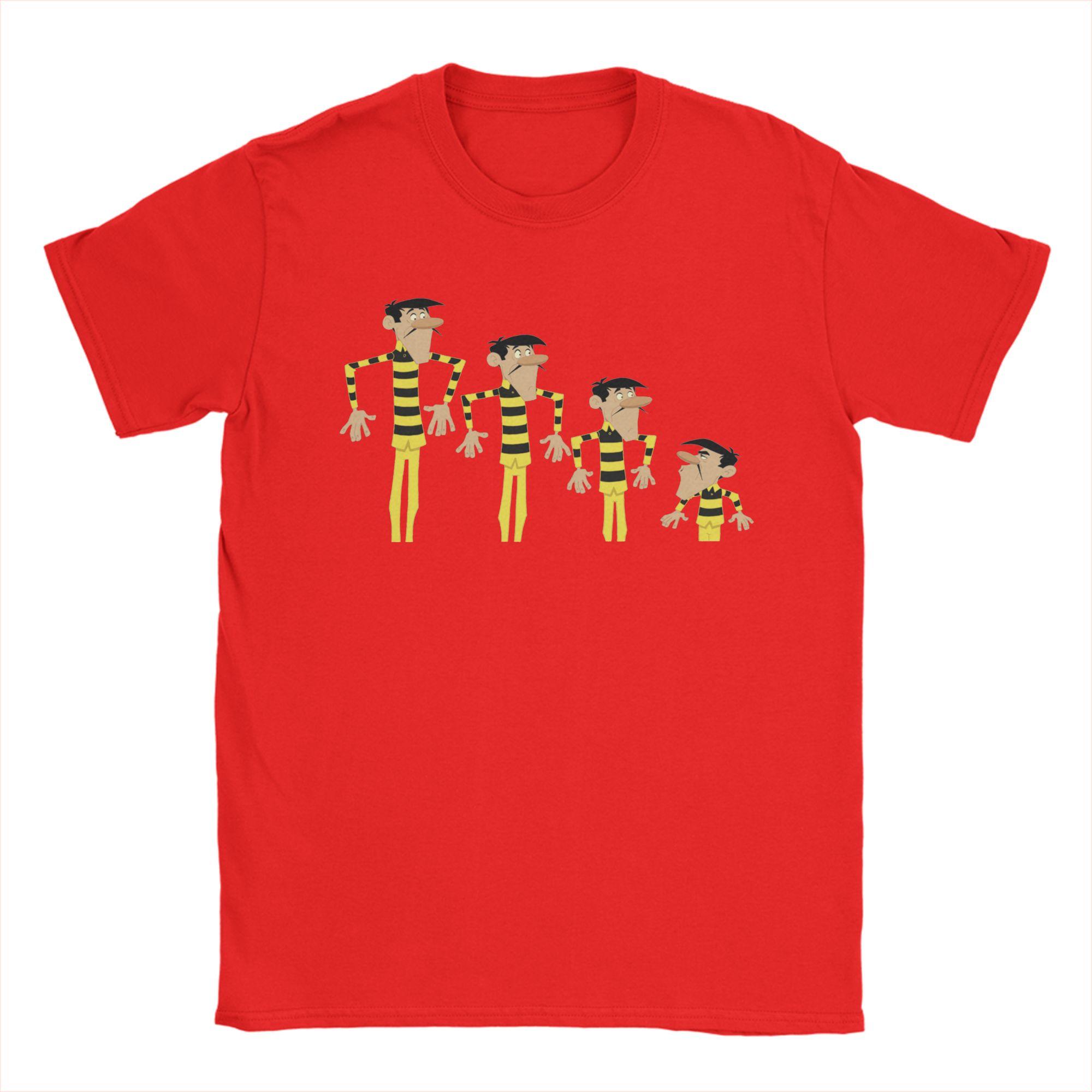 

Lucky Luke Daltons Yellow Child Escape Prison T Shirts Mens Cotton Vintage TShirts Round Collar Tees Clothes Plus Size S
