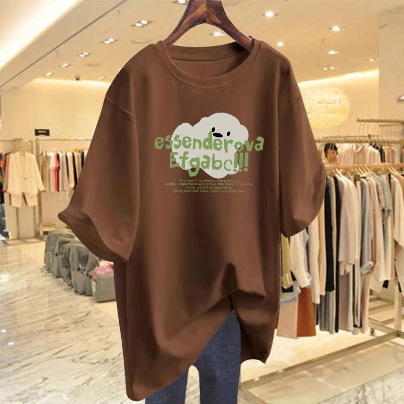 

American pure cotton t-shirt short-sleeved women s 2025 new popular loose and versatile, covering the meat and showing thinness XXXL