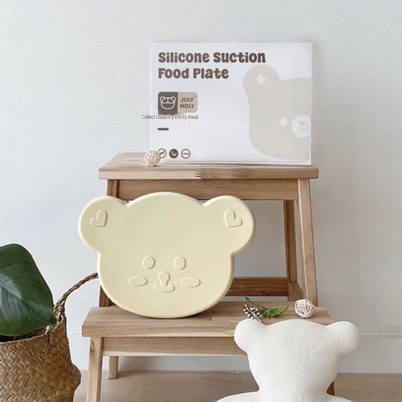 Bear-Shaped Silicone Suction Plate for Infants - Korean Style Cartoon Tableware for Learning To Eat