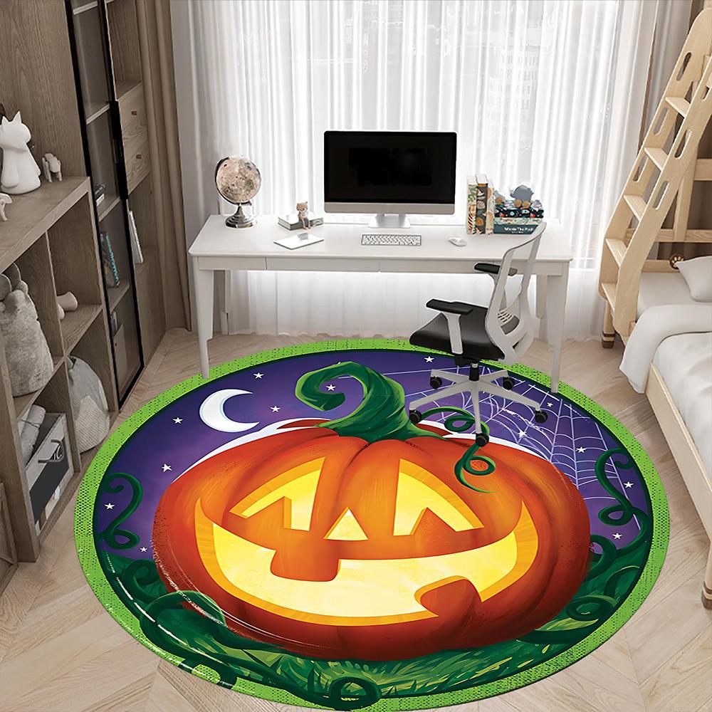 1pc Halloween Pumpkin Chair Carpet for Office Non-Slip, Lightweight, Machine Washable Rug for Office, Room - Holiday Decoryy251016008
